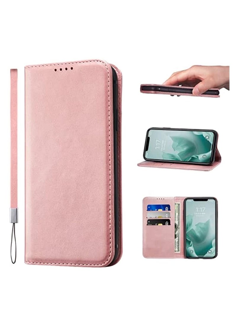 OIMG For Iphone 11 Pro Max Case Pu Leather Wallet Case Card Holder Shockproof Flip Cover - Rose Gold  - Image 1