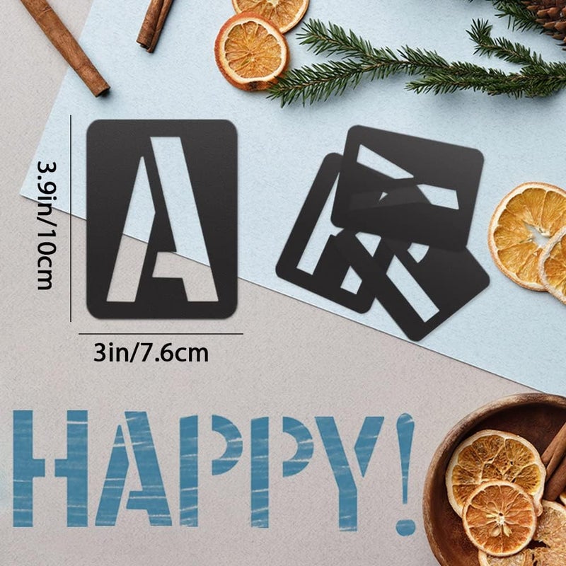 Roucerlin 42 Pieces Reusable Letter Stencils, 4Inch Numbers Craft Stencils, Letter Painting Stencil, Number Templates for DIY, Wall, Wood, Glass, School Art Projects (Black) - Image 2