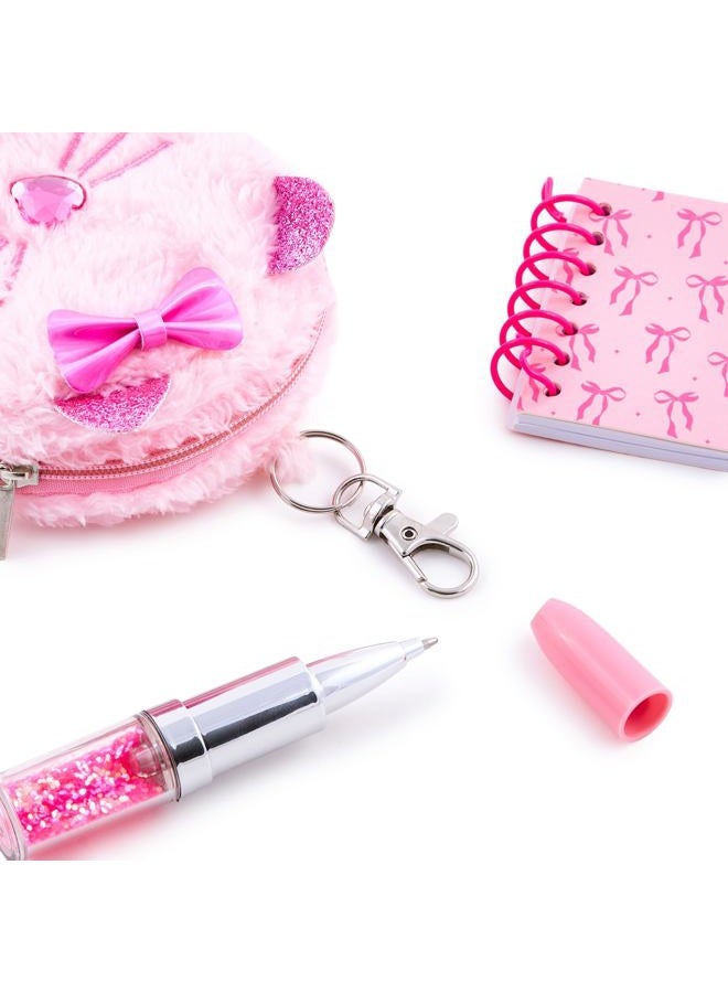 VOTUM Cat Keychain Charm for Backpacks, Purses, Handbags, Car Keys with Stationery Set - Includes Mini Notebook, Gel Pen, Eraser, Stickers - Portable & Fun Gift for Tweens & Adults Ages 8+ - Image 4