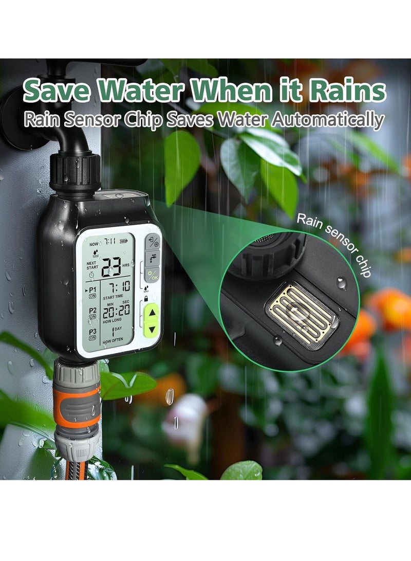 ماكدو مؤقِّت رقمي لسقي الحدائق - مؤقِّت رشاش قابل للبرمجة مع شاشة LCD كبيرة، تذكير بالري في الوقت المحدد، وضع الري اليدوي، مقاوم للماء IP65 - Image 2
