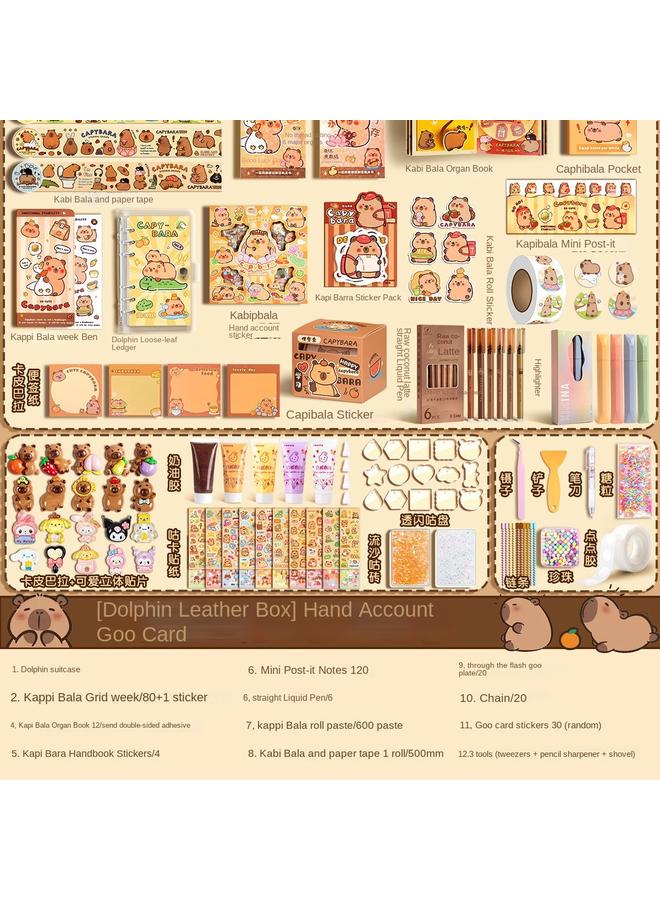 Bluejw Kapi Bara Hand Account Suit Gift Box Hand Account Book Girl's Cute Toy Hand Account Book Girl's Children's Stationery Cream - Image 1