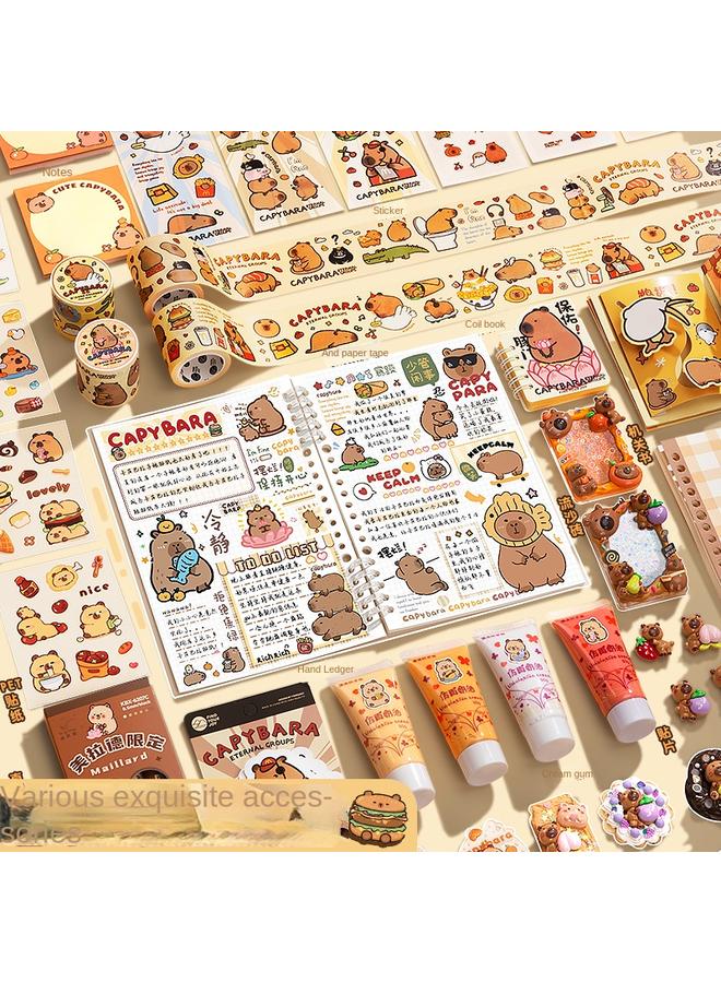 Bluejw Kapi Bara Hand Account Suit Gift Box Hand Account Book Girl's Cute Toy Hand Account Book Girl's Children's Stationery Cream - Image 5