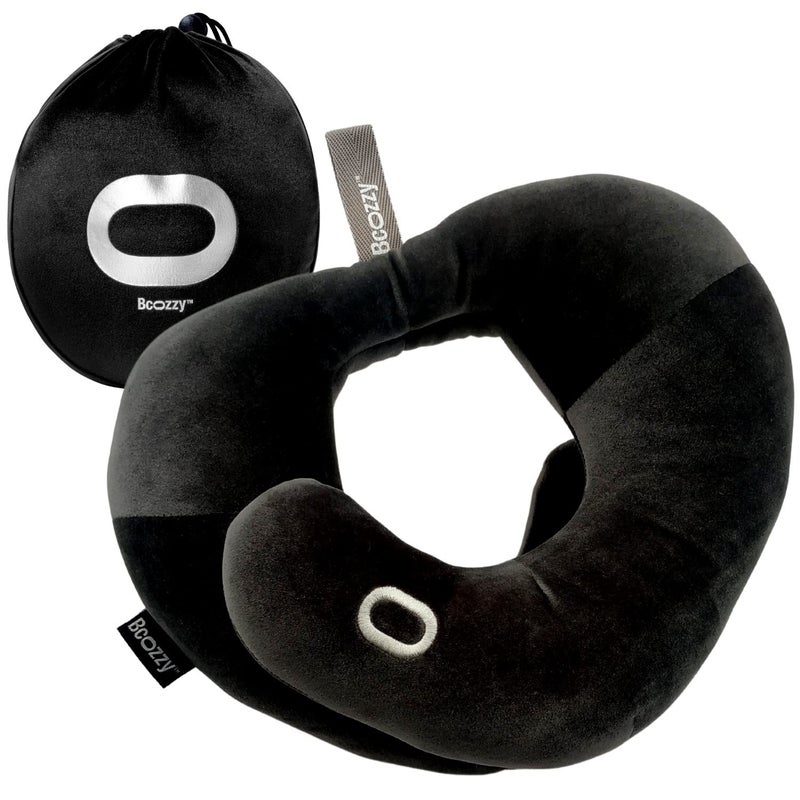 BCOZZY Neck Brace Pillow - Patented Relief for Neck Pain and Supportive Sleep-Soft, Washable, and Adjustable for Comfortable Resting. Black - Image 1