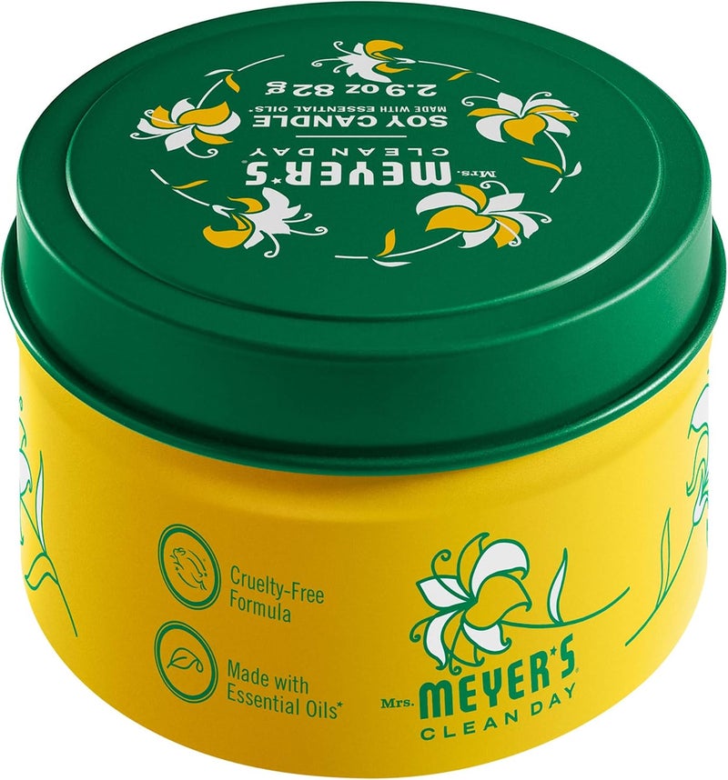 MRS. MEYER'S CLEAN DAY Soy Tin Candle, 12 Hour Burn Time, Made with Soy Wax and Essential Oils, Honeysuckle, 2.9 oz - Image 2
