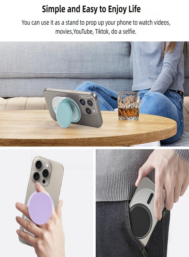 AUROX Magnetic Phone Grip Holder for Magsafe Phone Grips, Expandable Collapsible Pops Grip Stand Holder with Kickstand for Magsafe Stand Compatible for iPhone 16 15 14 13 12 Series,Transparent Purple - Image 4