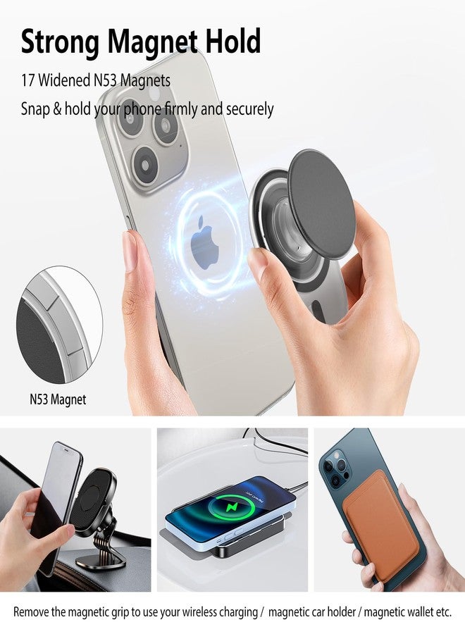 AUROX Magnetic Phone Grip Holder for Magsafe Phone Grips, Expandable Collapsible Pops Grip Stand Holder with Kickstand for Magsafe Stand Compatible for iPhone 16 15 14 13 12 Series,Transparent Purple - Image 2