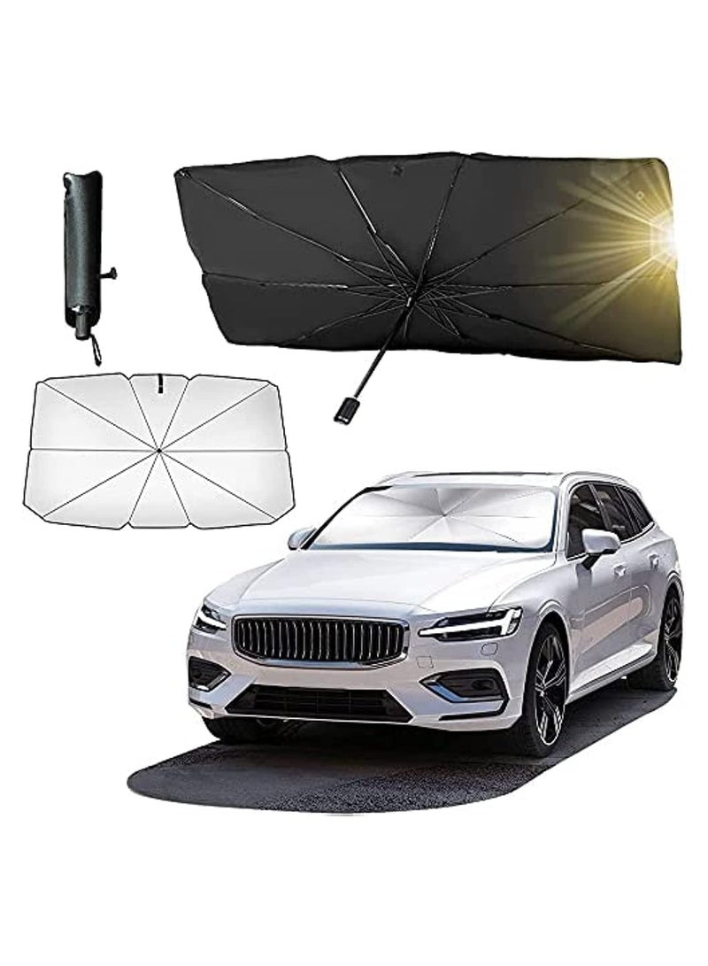 Car Sun Shade,for Car Front Windshield, Car Umbrella Sun Shade Cover, Foldable UV Reflector And Heat, Sunshade for Cars, Fits Most Vans SUVS (57 x 31 In) - Image 1