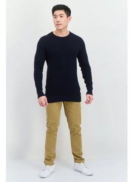 French Connection Men Crew Neck Long Sleeve Textured Sweaters, Navy Blue  - Image 4
