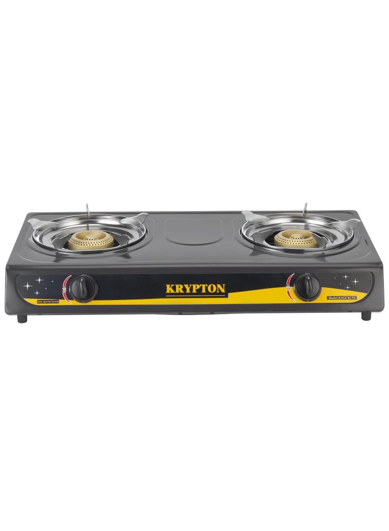 KRYPTON Gas Cooker | Stainless Steel Body and Cast Iron Mixing Tube, Double Burner Gas Stove with Low Gas Consumption and Improved Gas Flow for Efficient Heating KNGC6170 Multicolour - Image 1