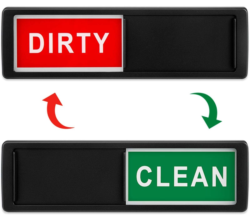 Dishwasher Magnet Clean Dirty Sign Shutter Only Changes When You Push It NonScratching Strong Magnet or Adhesive Options Indicator Tells Whether Dishes are Clean or Dirty Black