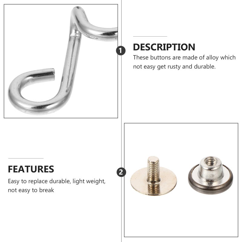 Detachable Metal Jeans Buttons Silver Gunmetal Screw Type Adjustable Waist Anti Slip Pants Accessories 8 Sets - Image 4