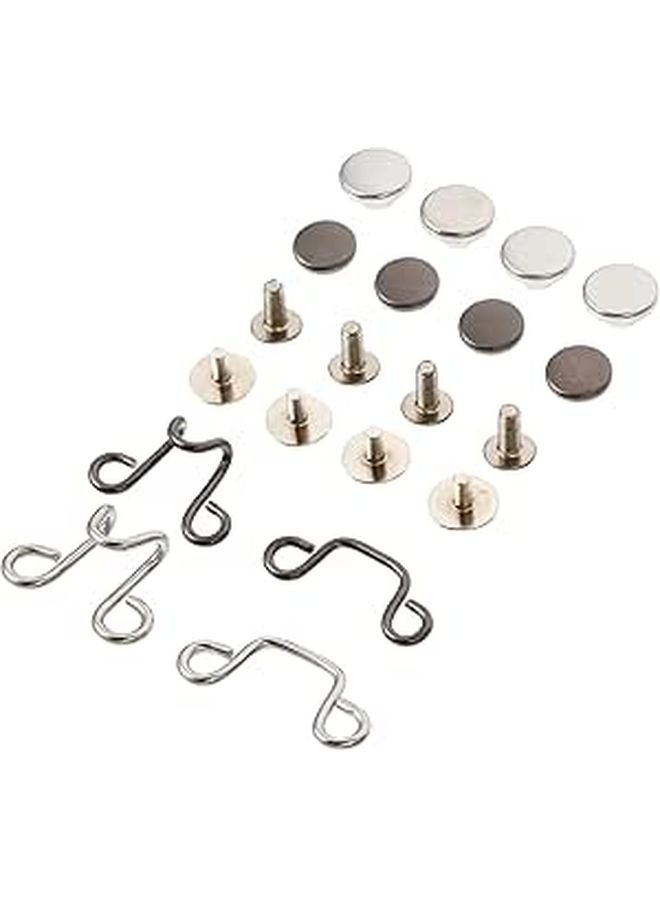 Detachable Metal Jeans Buttons Silver Gunmetal Screw Type Adjustable Waist Anti Slip Pants Accessories 8 Sets - Image 1