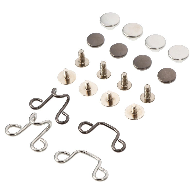 Detachable Metal Jeans Buttons Silver Gunmetal Screw Type Adjustable Waist Anti Slip Pants Accessories 8 Sets - Image 2
