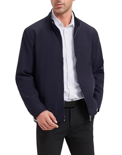 HaoMay Men's Business Casual Full Zip Lightweight Outwear Jackets(Dark blue-M) - Image 1