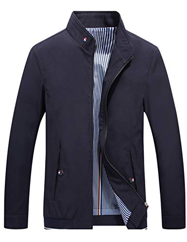 HaoMay Men's Business Casual Full Zip Lightweight Outwear Jackets(Dark blue-M) - Image 2