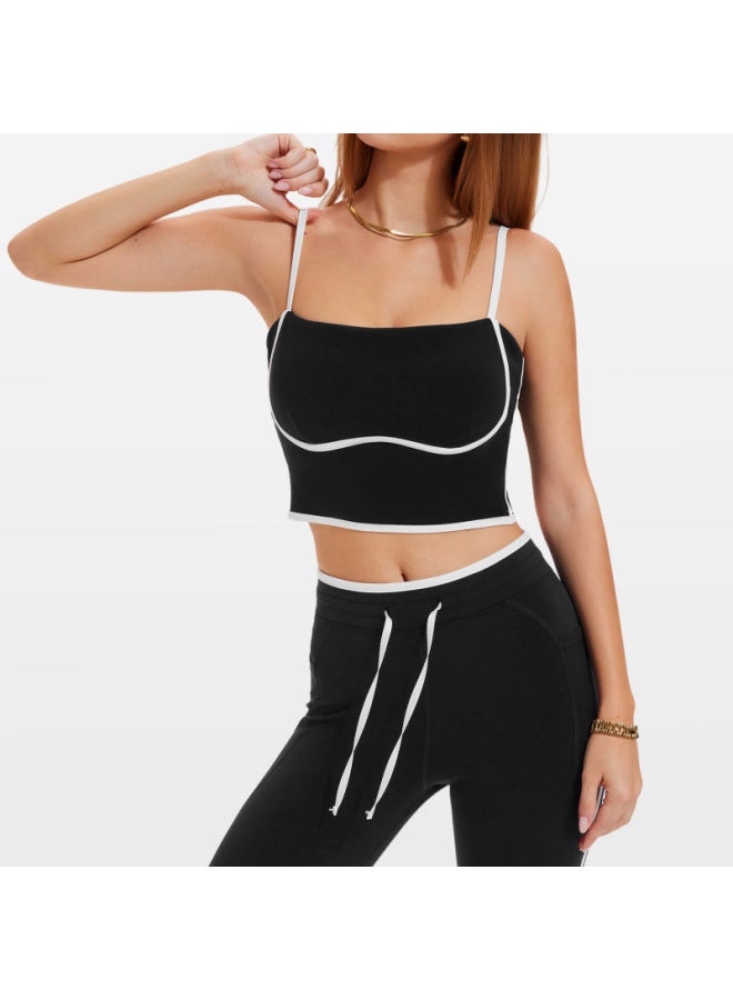 New Style Color-blocked Sports Vest With Beautiful Back Straps And Chest Pads, High Elasticity, Shockproof, Suitable For Running, Fitness, Yoga, And Can Be Worn As Outerwear