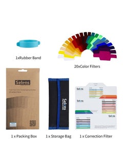 Selens Universal Flash Gels Lighting Filter SE-CG20-20 pcs Combination Kits for Camera Flash Light Strobe Light, Color Correction Filter Color Gels for Speedlight  - Image 2