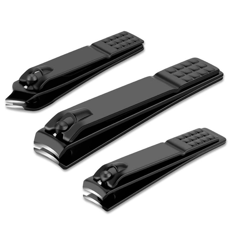 FORCE 24 Force24 - Nail Clippers Set, Ultra Sharp Sturdy Fingernail Toenail Clipper Nail Cutters set for men women adult nail cutter set for Thick Toenails & Nails (BLACK Set of 3 without Box) - Image 1