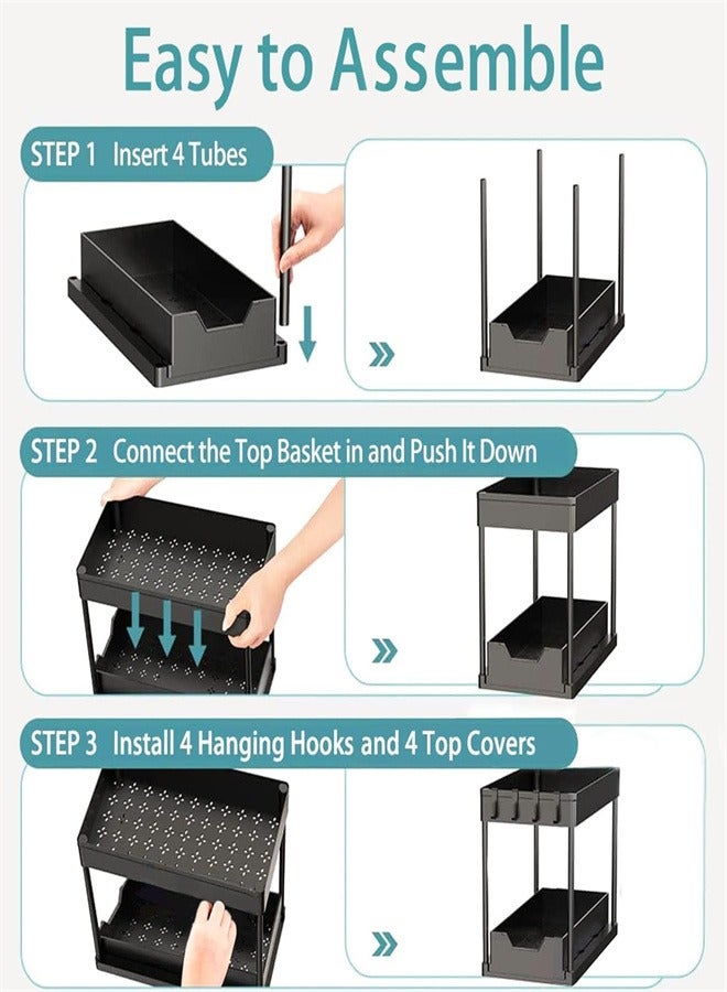 joyzzz 2-Tier Storage Under Bathroom Sink Sliding Multipurpose Storage Rack for Kitchen, Bathroom - Image 3