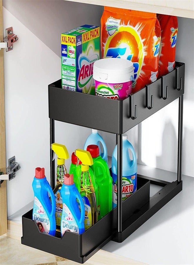 joyzzz 2-Tier Storage Under Bathroom Sink Sliding Multipurpose Storage Rack for Kitchen, Bathroom - Image 1