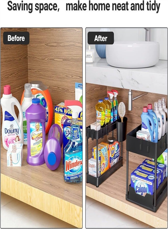 joyzzz 2-Tier Storage Under Bathroom Sink Sliding Multipurpose Storage Rack for Kitchen, Bathroom - Image 4