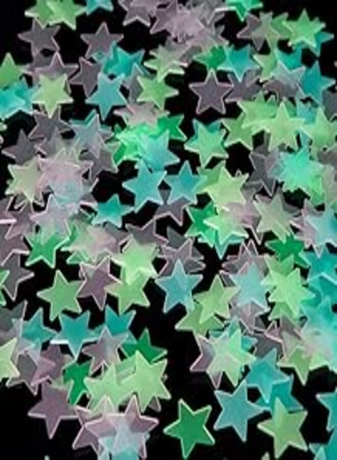 Rcan 100 Pcs/set Creative Adhesive Luminous Fluorescent Star Wall Sticker 3D Glow In The Dark Kids Bedroom Nursery Room Decoration Halloween Party Decor (Multicolor)