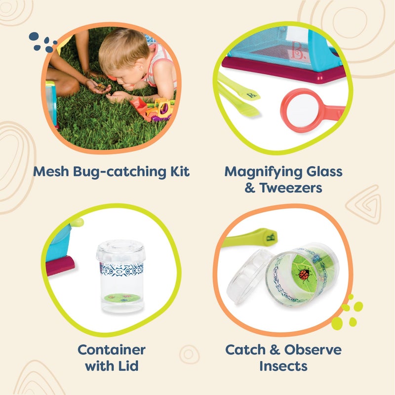 B. toys - Bug Bungalow Insect Catching Kit with Mesh Case, Magnifying Container, Tweezers & Magnifier - Educational Outdoor Toys for Toddlers - Nature Exploration Set for 3+ Years - Image 2