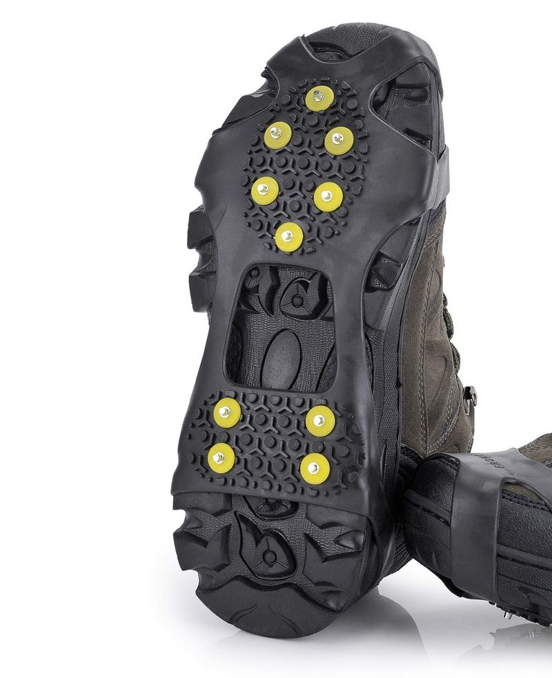 XZSUN Ice Cleatsï¼ŒSnow Ice Traction Shoe Boot Cleatsï¼Œ Anti Slip 10-Studs Silicone Rubber Crampons for Footwear (L, Black) - Image 3
