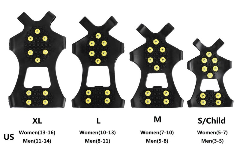 XZSUN Ice Cleatsï¼ŒSnow Ice Traction Shoe Boot Cleatsï¼Œ Anti Slip 10-Studs Silicone Rubber Crampons for Footwear (L, Black) - Image 5