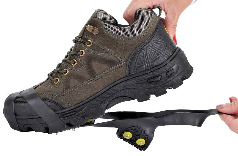 XZSUN Ice Cleatsï¼ŒSnow Ice Traction Shoe Boot Cleatsï¼Œ Anti Slip 10-Studs Silicone Rubber Crampons for Footwear (L, Black) - Image 4