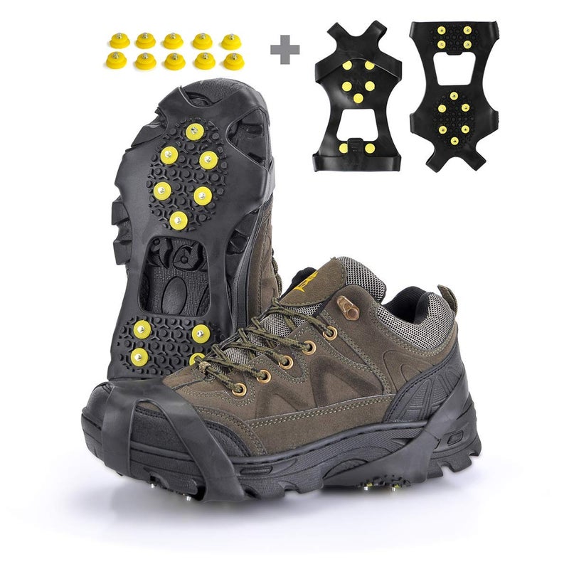 XZSUN Ice Cleatsï¼ŒSnow Ice Traction Shoe Boot Cleatsï¼Œ Anti Slip 10-Studs Silicone Rubber Crampons for Footwear (L, Black) - Image 2