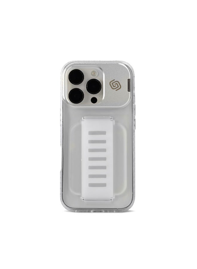 جريب 2 يو غطاء Grip2U BOOST مع حامل مدمج لهاتف iPhone 16 Pro Max، شفاف، مزود بحزام مدمج لقبضة الإصبع، تصميم نحيف مقاوم للصدمات، حماية من السقوط، متوافق مع الشحن اللاسلكي - Image 1