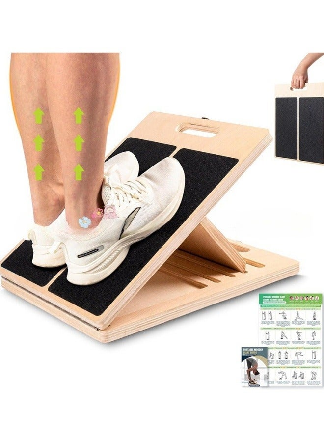 لوح مائل خشبي محمول لتمديد الساقين تمارين القرفصاء جهاز تمديد الساقين بيلاتس معدات العلاج الطبيعي لوح قابل للتعديل لركبتي الكاحل والكعب والقدم والساق - Image 1