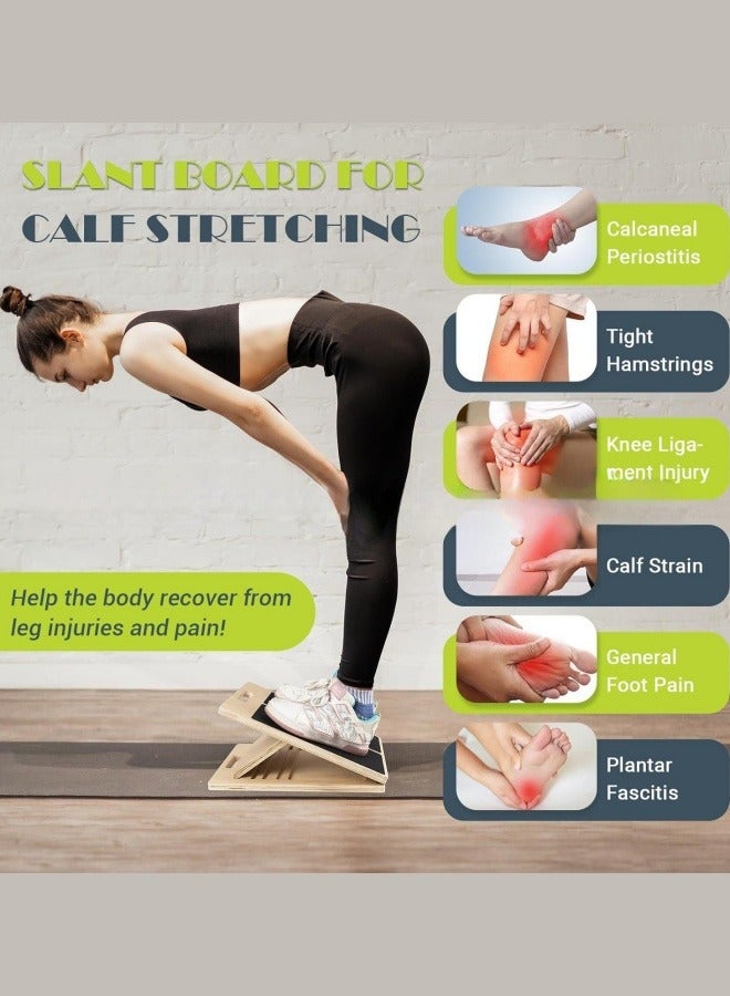 لوح مائل خشبي محمول لتمديد الساقين تمارين القرفصاء جهاز تمديد الساقين بيلاتس معدات العلاج الطبيعي لوح قابل للتعديل لركبتي الكاحل والكعب والقدم والساق - Image 3