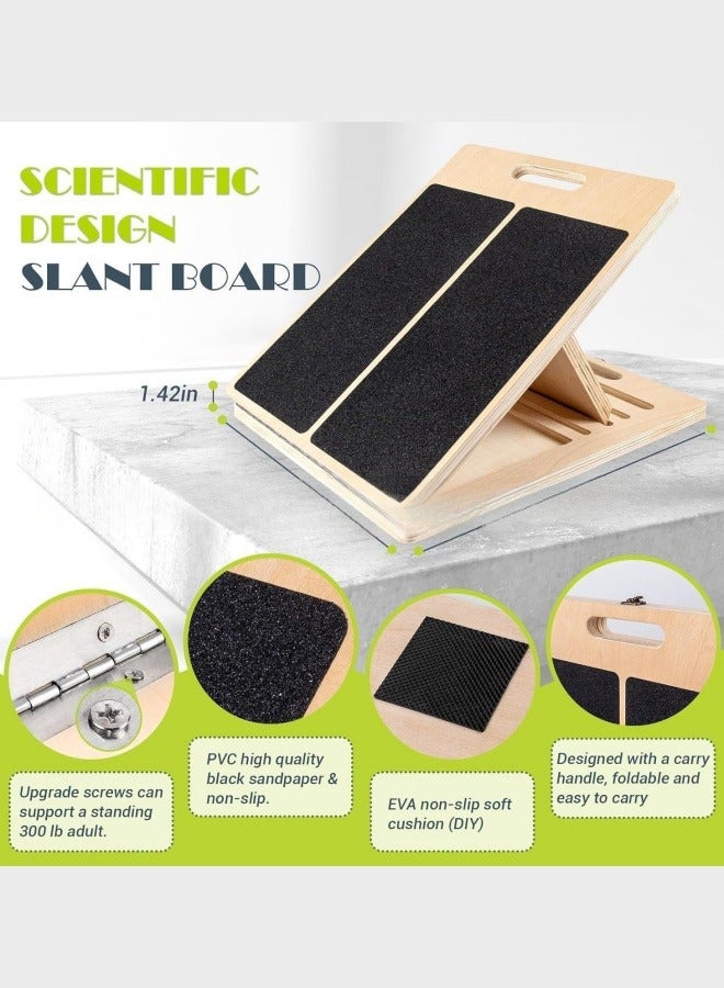 لوح مائل خشبي محمول لتمديد الساقين تمارين القرفصاء جهاز تمديد الساقين بيلاتس معدات العلاج الطبيعي لوح قابل للتعديل لركبتي الكاحل والكعب والقدم والساق - Image 4
