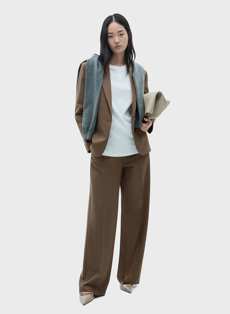 MANGO Straight Elastic Waist Trousers