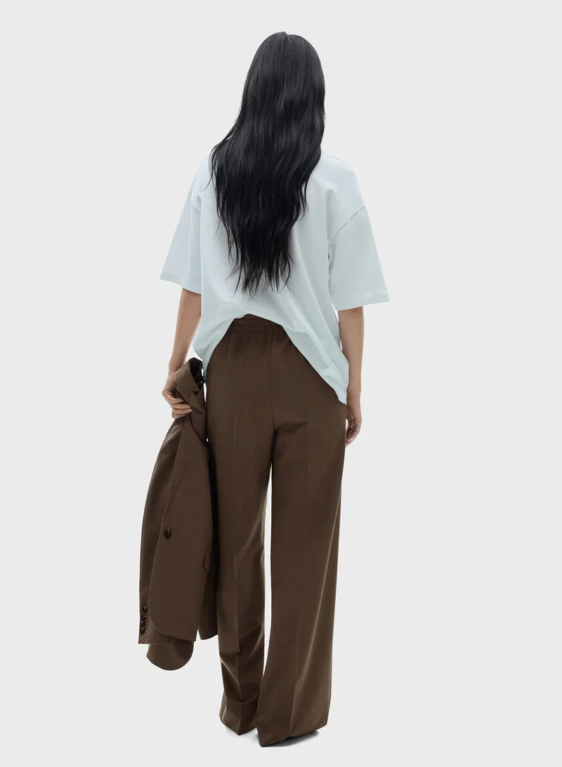 MANGO Straight Elastic Waist Trousers