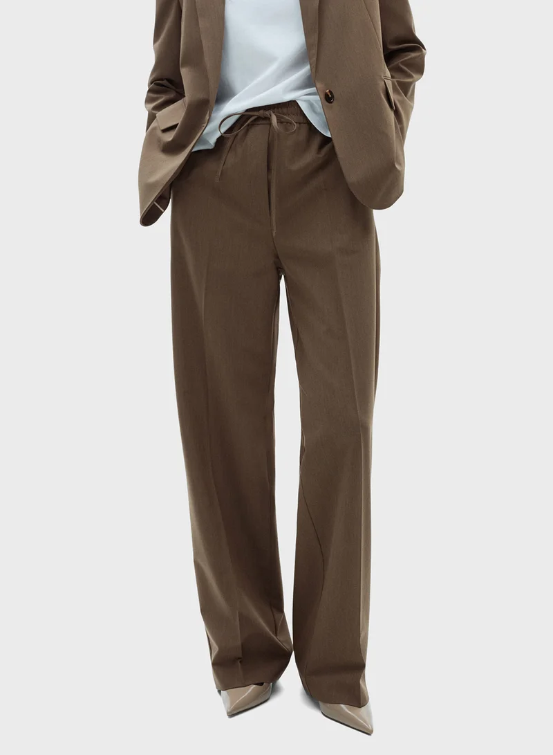 MANGO Straight Elastic Waist Trousers