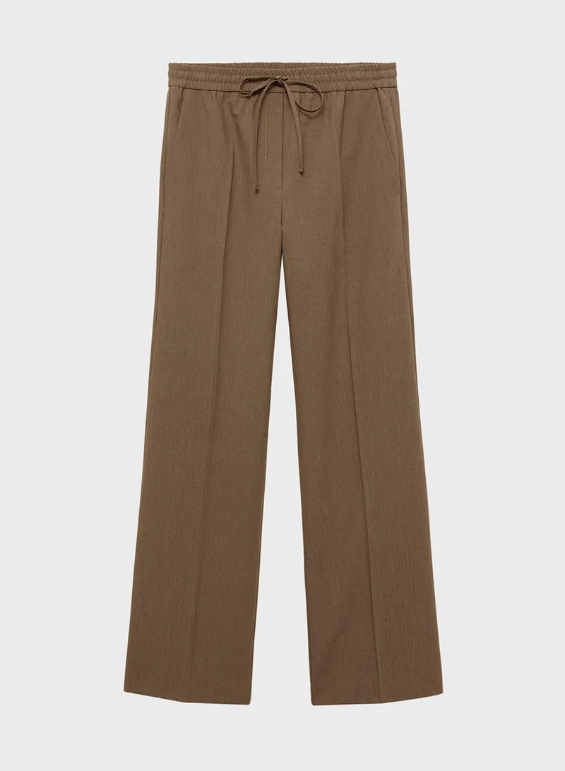 MANGO Straight Elastic Waist Trousers