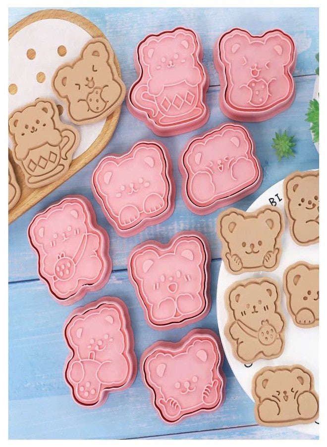 MayeBridge Bear Cookie Cutters,8pcs Cute Bear Cookie Mould,Animal Cookies Stamps Set,Biscuit Cake Decorating,Plastic Animals Cookie Press,Baking Tools(Bear) - Image 5