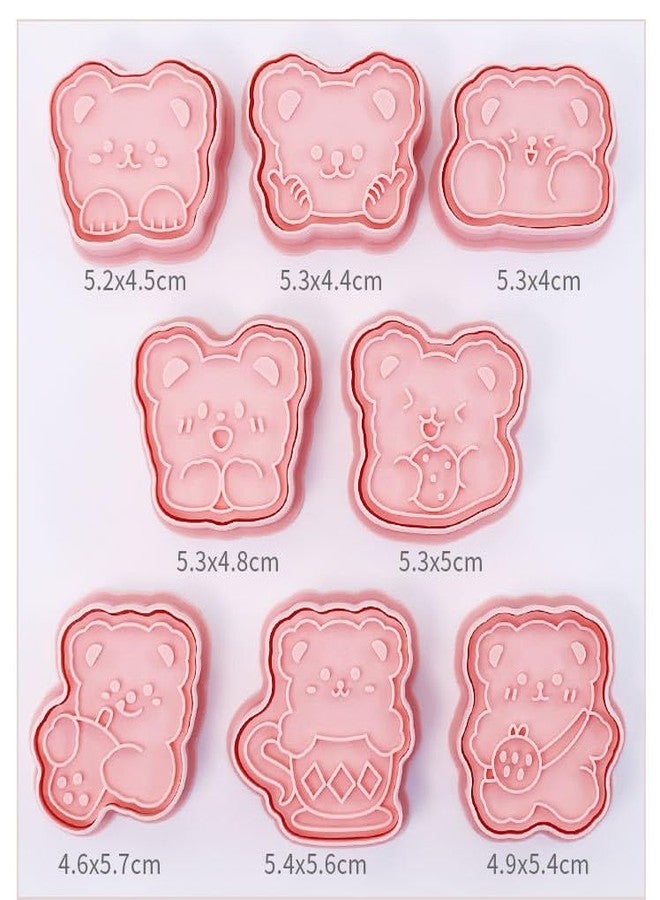 MayeBridge Bear Cookie Cutters,8pcs Cute Bear Cookie Mould,Animal Cookies Stamps Set,Biscuit Cake Decorating,Plastic Animals Cookie Press,Baking Tools(Bear) - Image 4