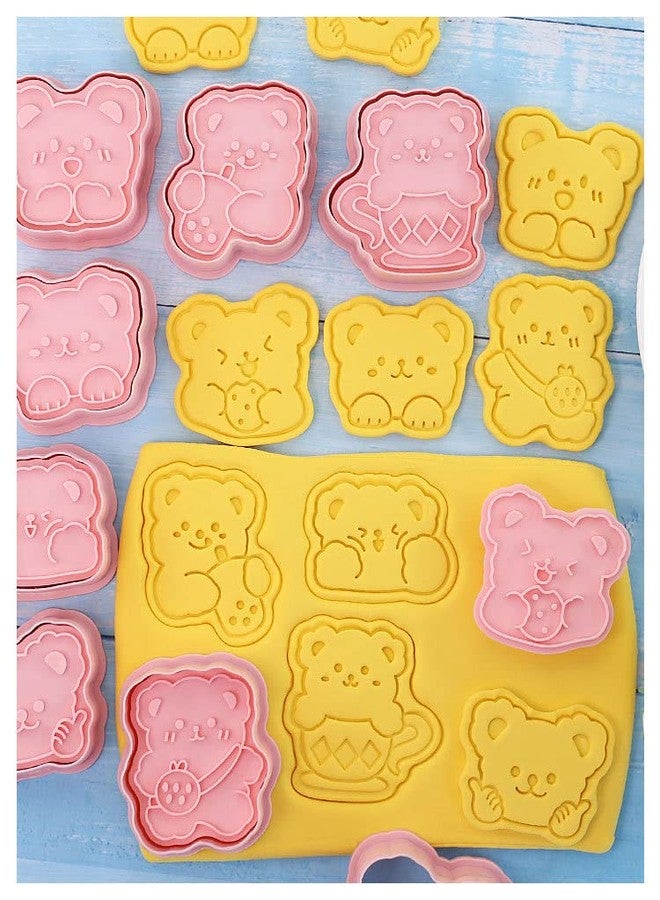 MayeBridge Bear Cookie Cutters,8pcs Cute Bear Cookie Mould,Animal Cookies Stamps Set,Biscuit Cake Decorating,Plastic Animals Cookie Press,Baking Tools(Bear) - Image 2