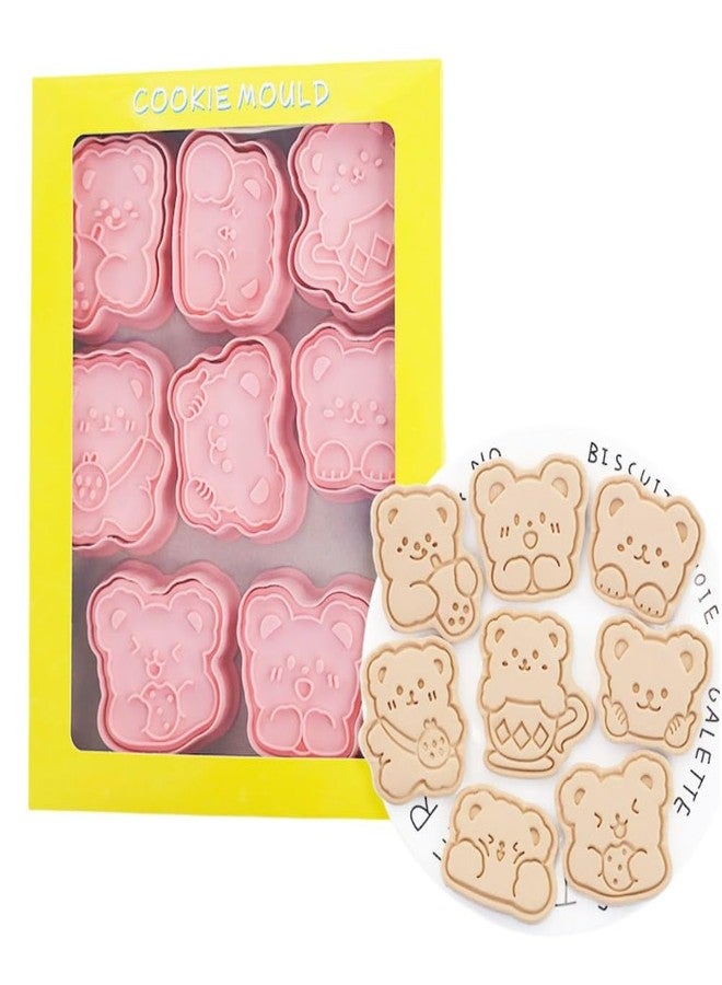 MayeBridge Bear Cookie Cutters,8pcs Cute Bear Cookie Mould,Animal Cookies Stamps Set,Biscuit Cake Decorating,Plastic Animals Cookie Press,Baking Tools(Bear) - Image 1