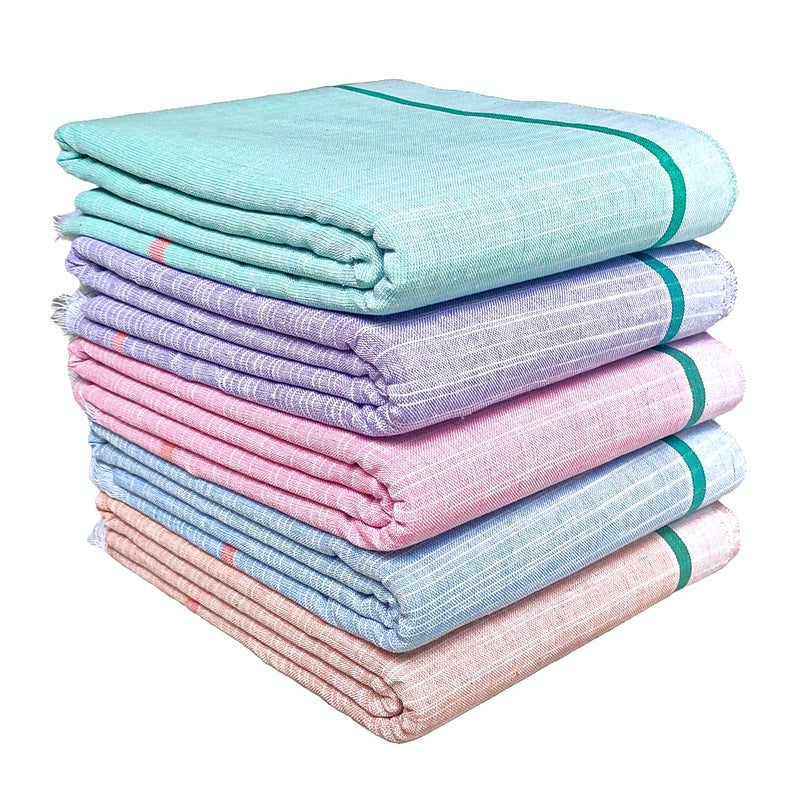 Mk weaves Cotton Bath Towels 250 GSM Multicolor (31X65 Inches) (5) - Image 1