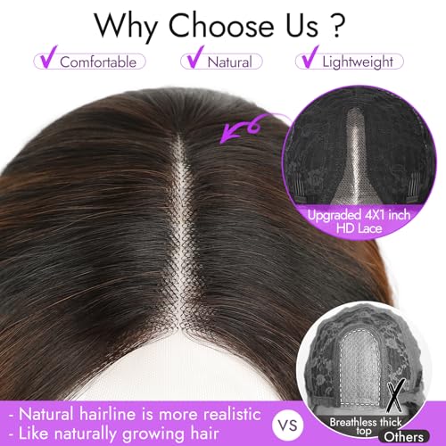 Eawwii Dark Brown Mixed Chestnut Short Wavy Wig for Women Lace Hairline Bob Style Synthetic Heat Resistant - Natural Appearance for Everyday Hairstyle 14 Inch - Image 3