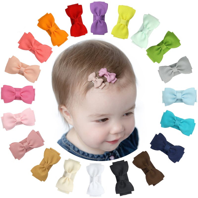 Tergy Baby Girls Snap Hair Clips Tiny Bow Non-Slip Hair Clips Mini Bow for Toddlers Newborn Toddler Infants (20PCS) - Image 1