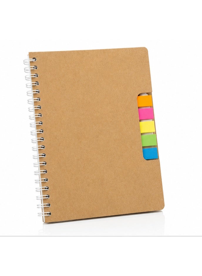 MELIZ Eco-Friendly Spiral Notebook with Sticky Notes & Pen | Recycled Cardboard Cover | Portable Office & School Writing Journal | 14.5 x 17.5 cm - Image 1