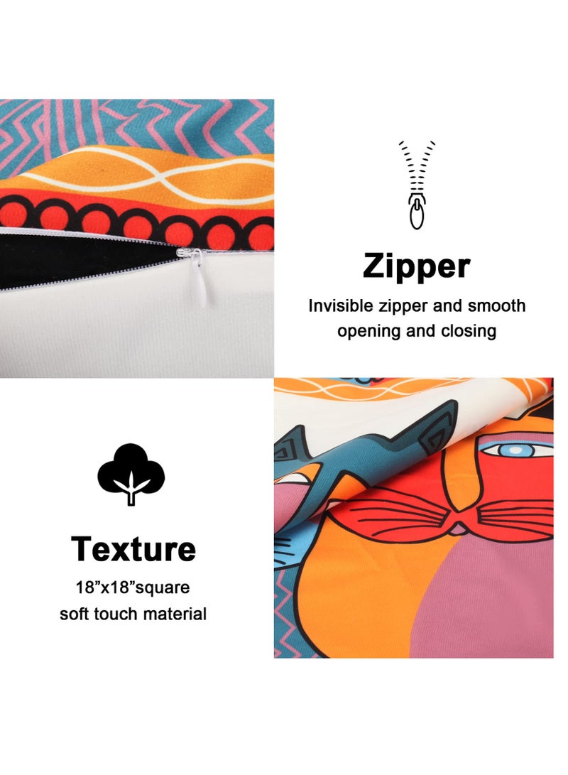 Excefore أغطية وسائد رمي، مجموعة من 4 مقاسات 18 × 18 بوصة، أشكال هندسية عصرية، أغطية وسائد مربعة مزخرفة، لأغطية الوسائد بأسلوب بوهيمي لغرفة المعيشة وغرفة النوم والأريكة والفناء والديكور المنزلي العتيق - Image 3
