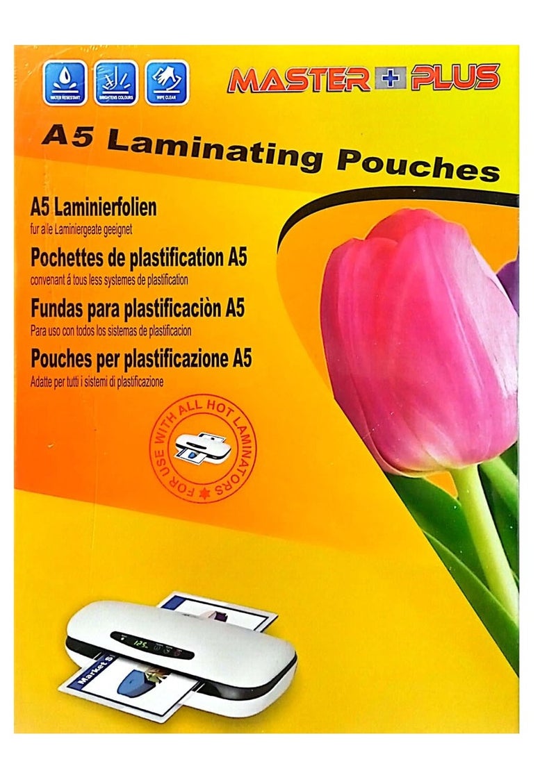 MASTER PLUS A5 Laminating Pouches Clear - Image 1