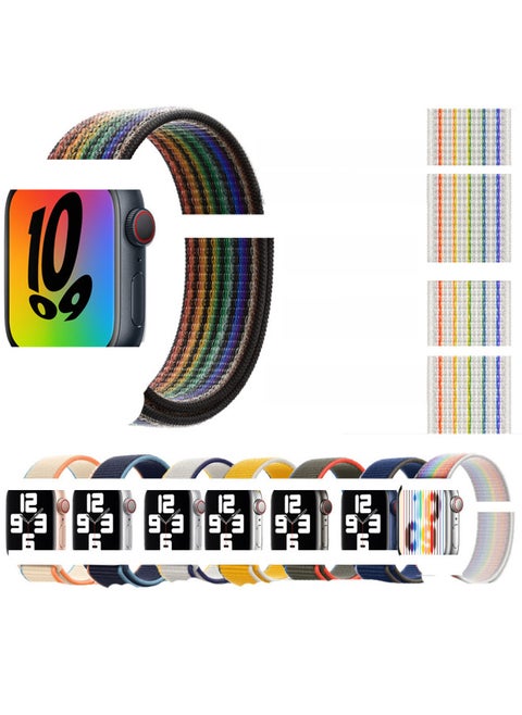 For Apple Nylon Strap Apple Watch123/4/5/6/se/7/8 Loop Back Watch Strap-Color:38/40/41/(10th Generation) 42mm55#Bright Sun Color